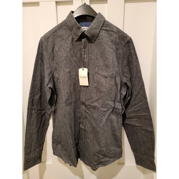 NEW w/ Tags Ben Sherman Mens Graphite Grey LS Button Up Size Small MSRP: $89.00 - Picture 1 of 2